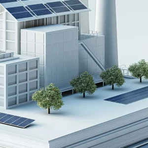 Bâtiment avec panneaux solaires intégrés