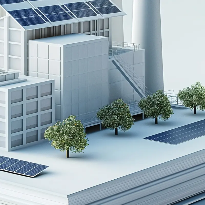 Bâtiment avec panneaux solaires intégrés