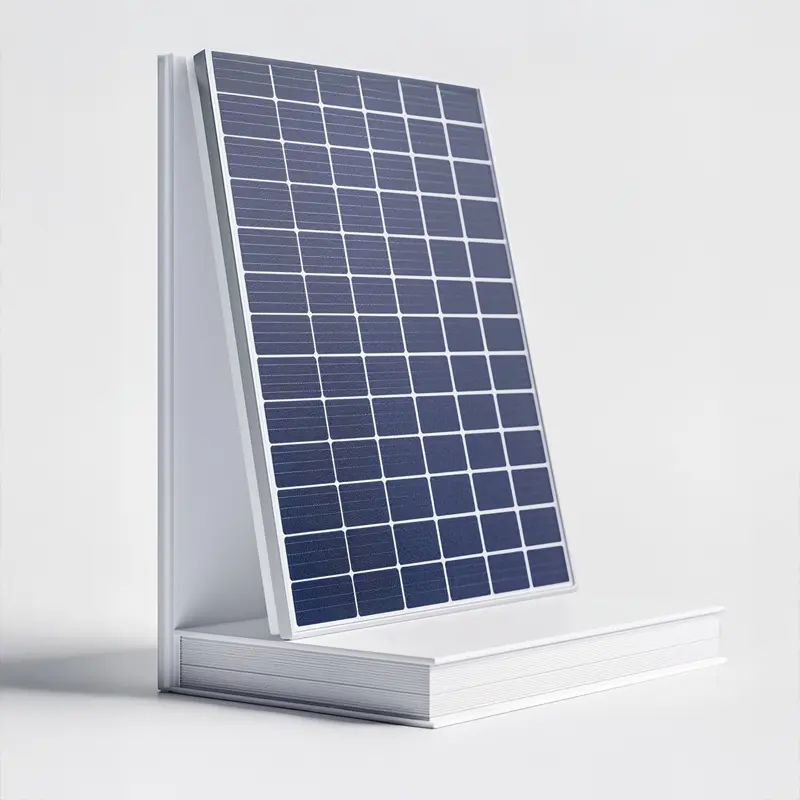 Panneau solaire photovoltaïque posé sur un livre - Guide ultime 2025 pour tout savoir sur les panneaux solaires