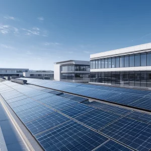 Installation de panneaux solaires en autoconsommation sur la toiture d'un bâtiment d'entreprise