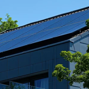 Installation de panneaux solaires pour l'autoconsommation collective sur la toiture d'un immeuble en copropriété