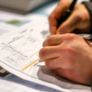 Personne en train de remplir le formulaire du certificat de performance énergétique (DPE)