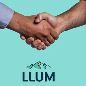 L'union des entreprises catalanes FHE et LLUM pour la transition énergétique, symbolisée par une poignée de main sous le logo de LLUM
