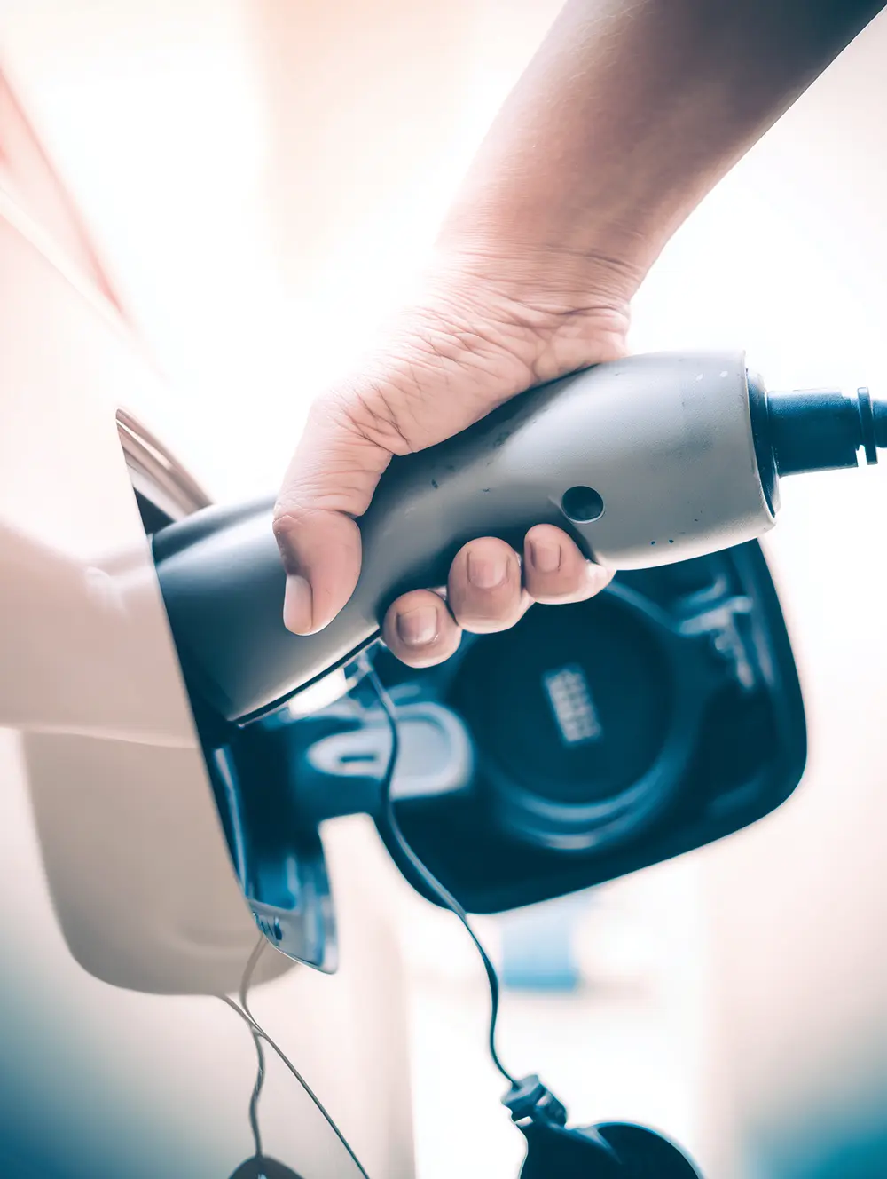 Recharge d’une voiture électrique avec une borne IRVE